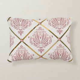 Mauve Damask, Rose für Vintagen Glamour auf weißem Dekokissen