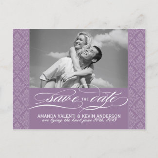 Mauve Damask Save the Date Ankündigungspostkarte