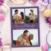 Mauve Danke 3 Foto Collage Wedding Vielen Dank Postkarte