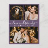 Mauve danke Foto Collage Wedding Vielen Dank Postkarte (Vorderseite)