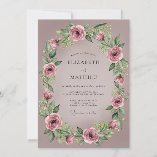 Mauve Delicate Romantic Wedding Einladung (Vorderseite)