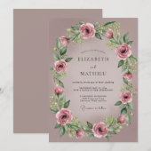 Mauve Delicate Romantic Wedding Einladung (Vorne/Hinten)