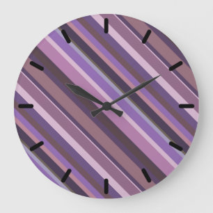 Mauve diagonal stripes große wanduhr
