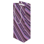 Mauve diagonale Streifen Geschenktüte Für Weinflaschen (Rückseite Schrägansicht)