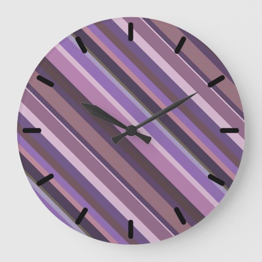 Mauve diagonale Streifen Große Wanduhr (Vorderseite)