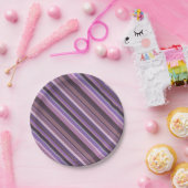 Mauve diagonale Streifen Pappteller (Party)