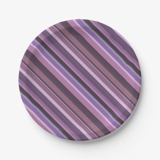 Mauve diagonale Streifen Pappteller (Vorderseite)