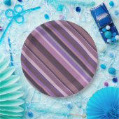 Mauve diagonale Streifen Pappteller (Party)
