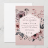 Mauve Duskbloom Wedding Einladung (Vorne/Hinten)