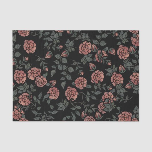 Mauve Dusty Floral Pattern Blume Seidenpapier (Vorderseite)