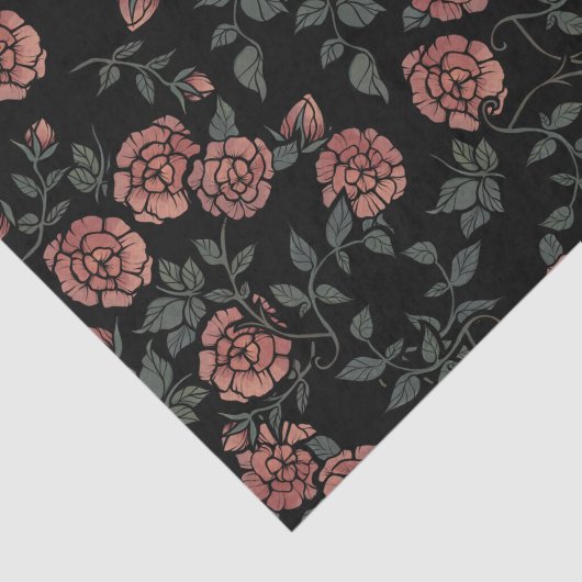 Mauve Dusty Floral Pattern Blume Seidenpapier (Ausschnitt)