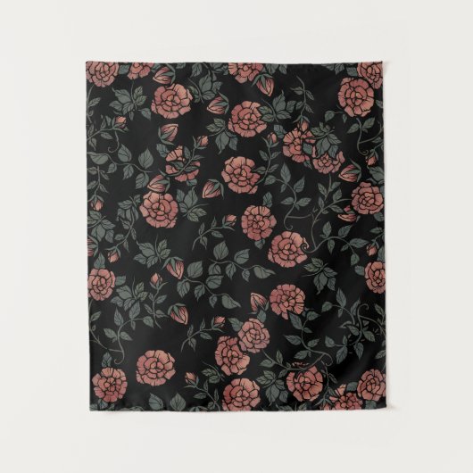 Mauve Dusty Floral Pattern Blume Wandteppich (Vorderseite)