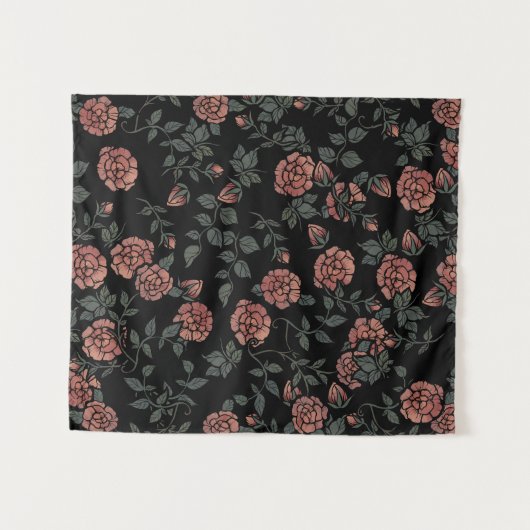Mauve Dusty Floral Pattern Blume Wandteppich (Vorderseite (Horizontal))