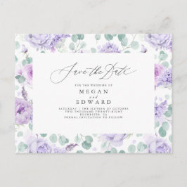 Mauve Dusty Lila Floral Save the Date Ankündigungspostkarte