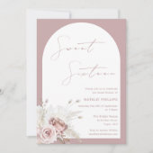 Mauve Dusty Rose Arch Blush Blumensüß 16 Einladung (Vorderseite)