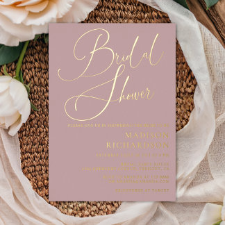 Mauve Dusty Rose Gold Minimalistische Brautparty-E Folieneinladung