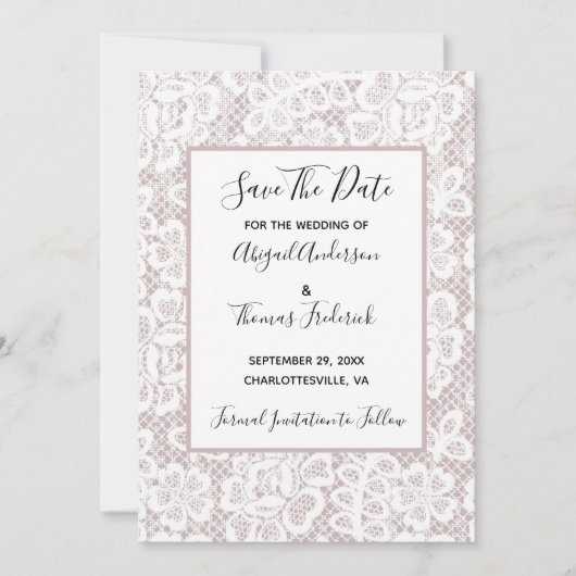 Mauve Dusty Rose Rosa Save the Date (Vorderseite)
