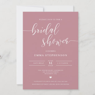 Mauve Elegant Bridal Dusche Einladung