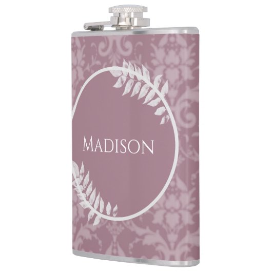 Mauve Elegant Damask Flask Flachmann (Links)
