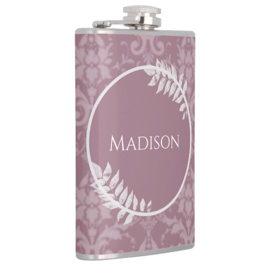 Mauve Elegant Damask Flask Flachmann (Rechts)