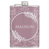 Mauve Elegant Damask Flask Flachmann (Vorderseite)