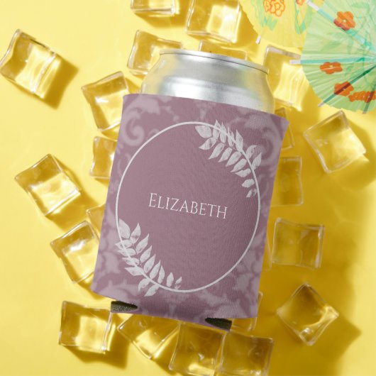 Mauve Elegant Damask Personalisiert Can Cooler Dosenkühler (In Situ Sommer)