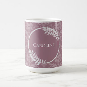 Mauve Elegant Damask Personalisiert Coffee Tasse