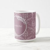 Mauve Elegant Damask Personalisiert Coffee Tasse (VorderseiteRechts)