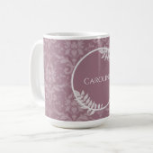 Mauve Elegant Damask Personalisiert Coffee Tasse (Vorderseite Links)