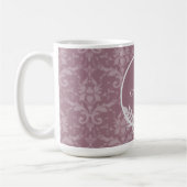 Mauve Elegant Damask Personalisiert Coffee Tasse (Links)