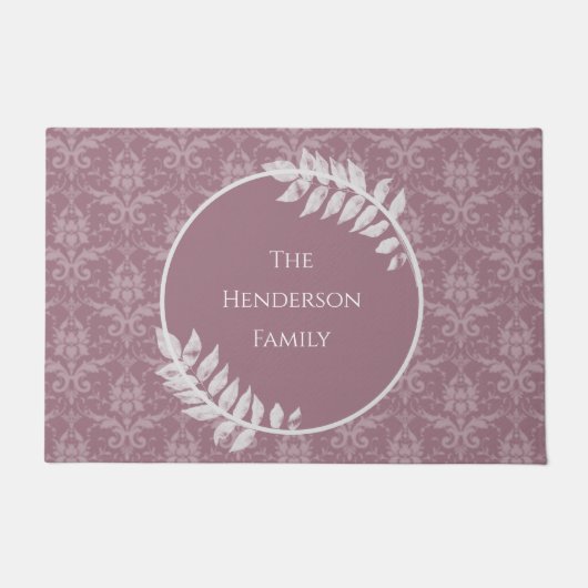 Mauve Elegant Damask Personalisiert Doormat Fußmatte (Vorderseite)