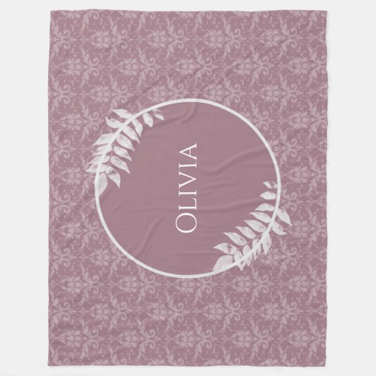 Mauve Elegant Damask Personalisiert Fleece Blanket (Vorderseite)