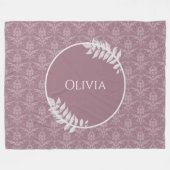 Mauve Elegant Damask Personalisiert Fleece Blanket (Vorderseite (Horizontal))