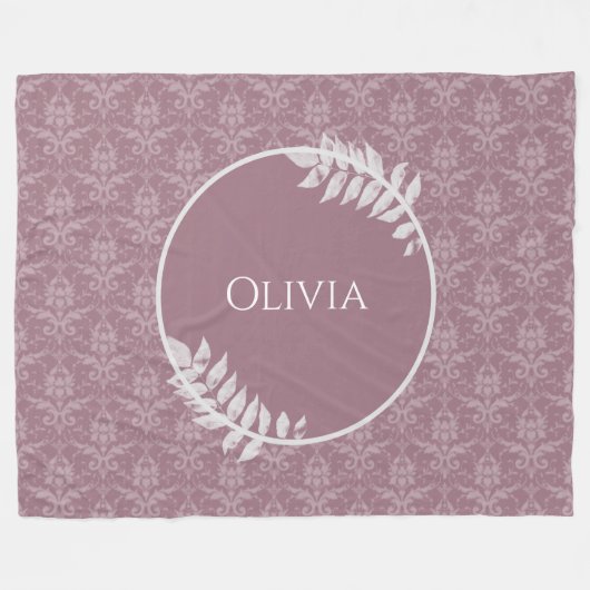 Mauve Elegant Damask Personalisiert Fleece Blanket (Vorderseite (Horizontal))