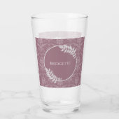 Mauve Elegant Damask Personalisiert Glass Glas (Rückseite)