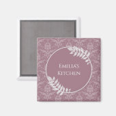 Mauve Elegant Damask Personalisiert Magnet (Vorderseite/Rückseite)