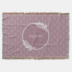 Mauve Elegant Damask Personalisiert Throw Blanket Decke