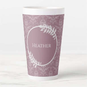 Mauve Elegant Damask Personalisierte Latte-Tasse Milchtasse