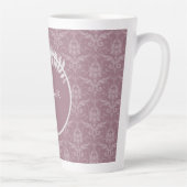 Mauve Elegant Damask Personalisierte Latte-Tasse Milchtasse (Rechts)