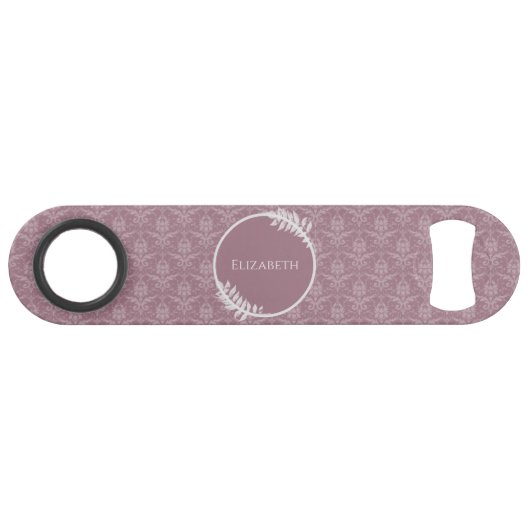 Mauve Elegant Damask Personalisierter Bar Key (Vorderseite (Horizontal))