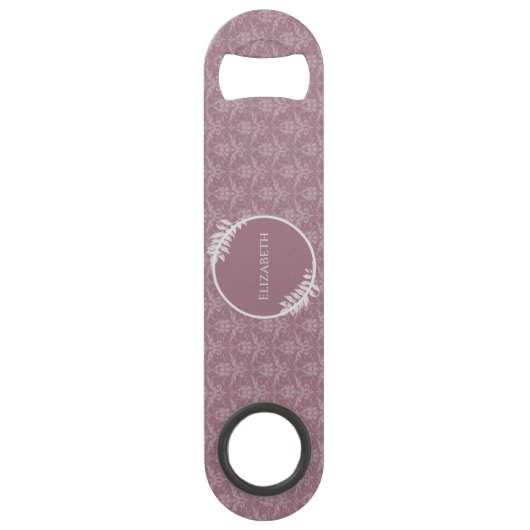 Mauve Elegant Damask Personalisierter Bar Key (Vorderseite)