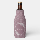 Mauve Elegant Damask Personalisierter Cooler Flaschenkühler (Flaschenvorderseite)