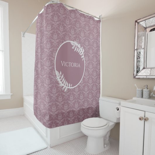 Mauve Elegant Damask Personalisierter Duschvorhang (Beispiel)
