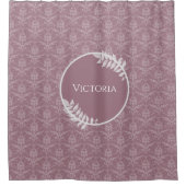 Mauve Elegant Damask Personalisierter Duschvorhang (Vorderseite)