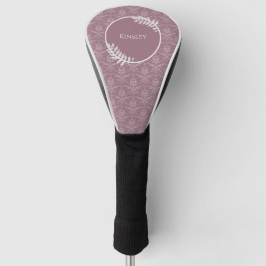 Mauve Elegant Damask Personalisierter Golf Head Co Golf Headcover (Vorderseite)