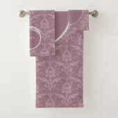 Mauve Elegant Damask Personalisiertes Badetuch Set (Insitu)