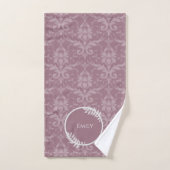 Mauve Elegant Damask Personalisiertes Badetuch Set (Handtuch)