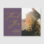 Mauve Elegant Gold Script Abschluss Vielen Dank Magnetkarte (Vorderseite)