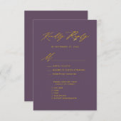 Mauve Elegant Gold Script Minimalistisch Wedding R Begleitkarte (Vorne/Hinten)