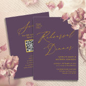 Mauve Elegant Gold Script Probe Dinner QR Code Einladung